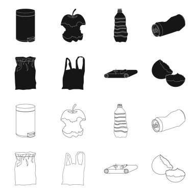 Çöp ve önemsiz simgesi yalıtılmış nesne. Çöp ve atık vektör simgesini hissenin koleksiyonu.