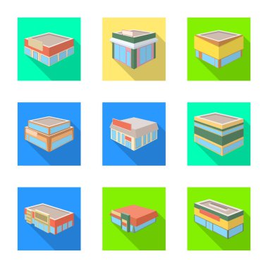 Vektör tasarımı ve kentsel sembol. Stok için vektör simgesi nin seti ve evi.