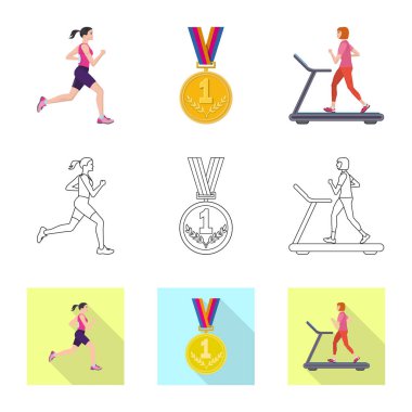 Spor ve kazanan simge vektör Illustration. Spor ve fitness vektör simgesini hissenin topluluğu.