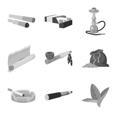 Ekipman ve sigara logosu izole nesne. Web için ekipman ve hasar stok sembolü seti.