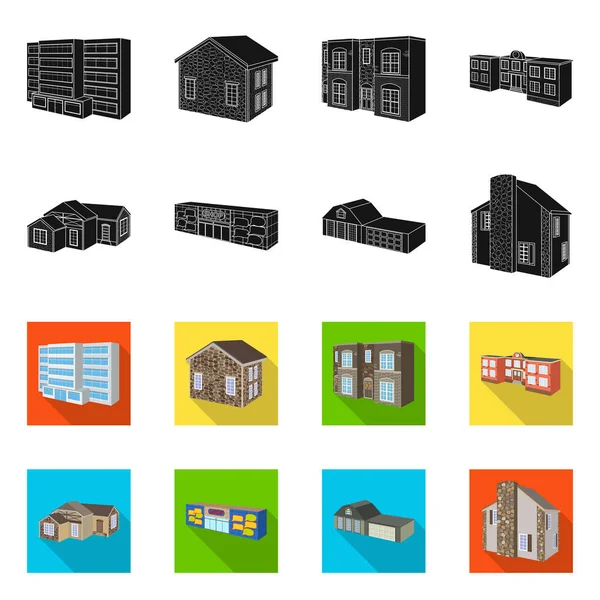 Isolated object of facade and housing symbol. Collection of facade and infrastructure vector icon for stock. — Stock Vector
