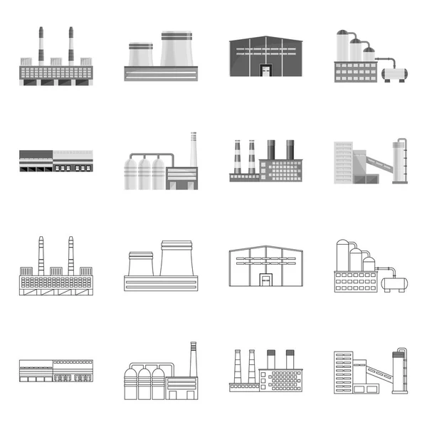 Progettazione vettoriale della produzione e segno della struttura. Set di icone vettoriali di produzione e tecnologia per magazzino . — Vettoriale Stock