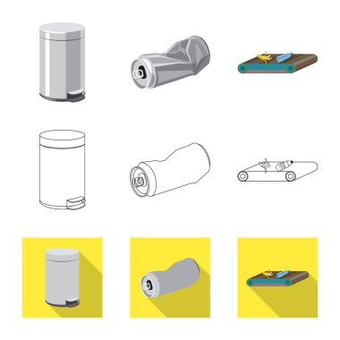 Çöp ve önemsiz sembolü yalıtılmış nesne. Çöp ve atık vektör simge stok için set.