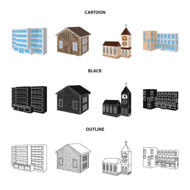 Cephe ve konut işareti tasarımı vektör. Cephe ve altyapı hisse senedi vektör çizim topluluğu.