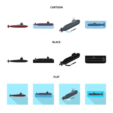 Savaş ve gemi simge vektör Illustration. Savaş ve hisse senedi için filo vektör ikon koleksiyonu.