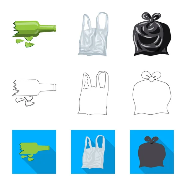 Ilustración vectorial de basura y logotipo basura. Conjunto de basura e ilustración de vectores de residuos . — Vector de stock
