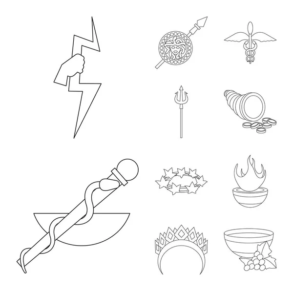Vektor-Design der Mythologie und Göttersymbole. Sammlung von Mythologie und Kultur Vektor Illustration. — Stockvektor