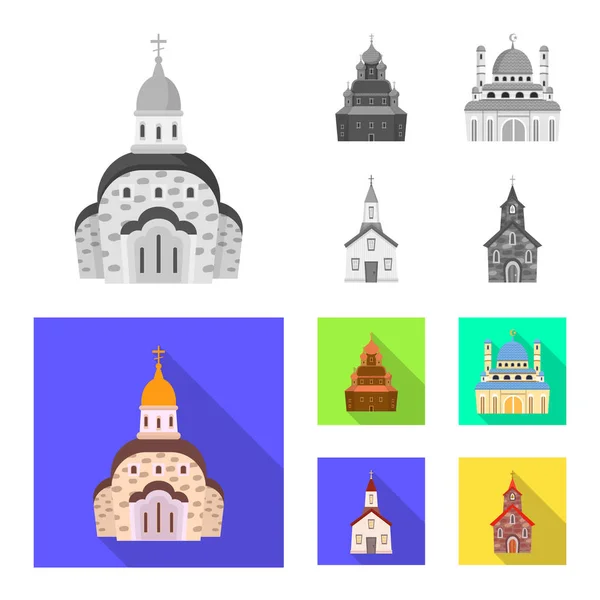 Geïsoleerd object van cultus en tempel teken. Set van CULT en parochie voorraad symbool voor web. — Stockvector