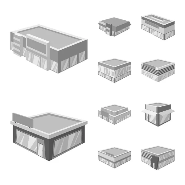 Diseño vectorial de la construcción y el logotipo del escaparate. Colección de construcción y arquitectura símbolo de stock para web . — Vector de stock