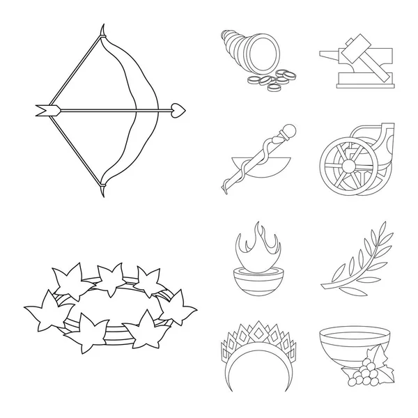 Ilustração vetorial da mitologia e ícone de deus. Conjunto de mitologia e cultura símbolo de estoque para web . — Vetor de Stock