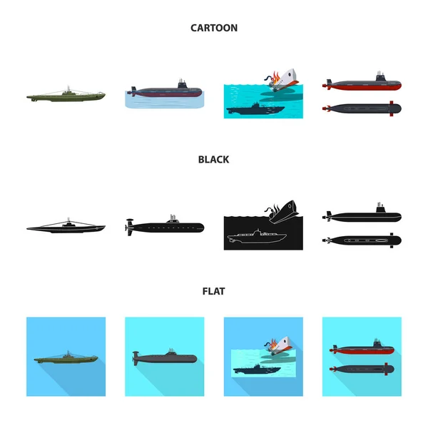 Vector design of war and ship sign. Set of war and fleet stock vector illustration. — Stock Vector