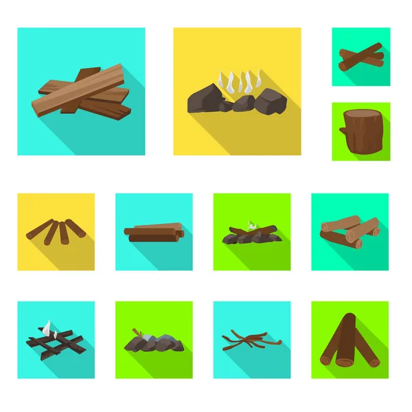 Isoliertes Objekt aus Material und Protokollierungssymbol. Set von Material- und Forstwirtschaftssymbolen für das Web. — Stockvektor