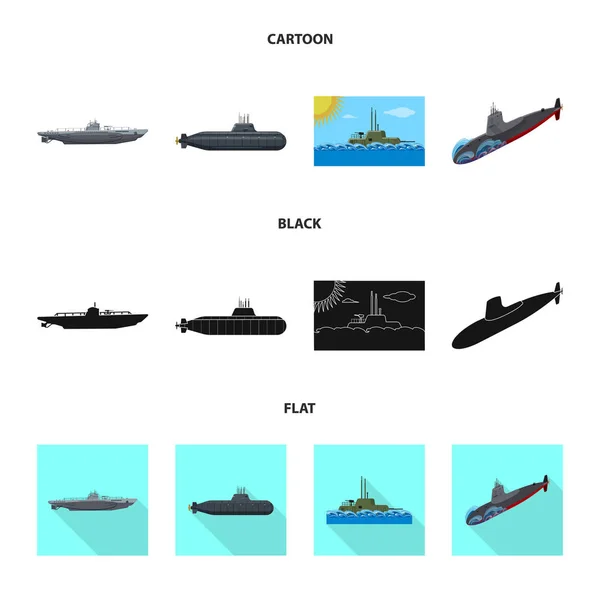 Векторный дизайн военного и корабельного логотипа. Коллекция векторных значков войны и флота для склада . — стоковый вектор