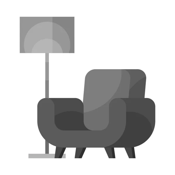 Ilustración vectorial de sillón y símbolo de lámpara. Colección de sillón e ilustración simple vector de stock . — Archivo Imágenes Vectoriales