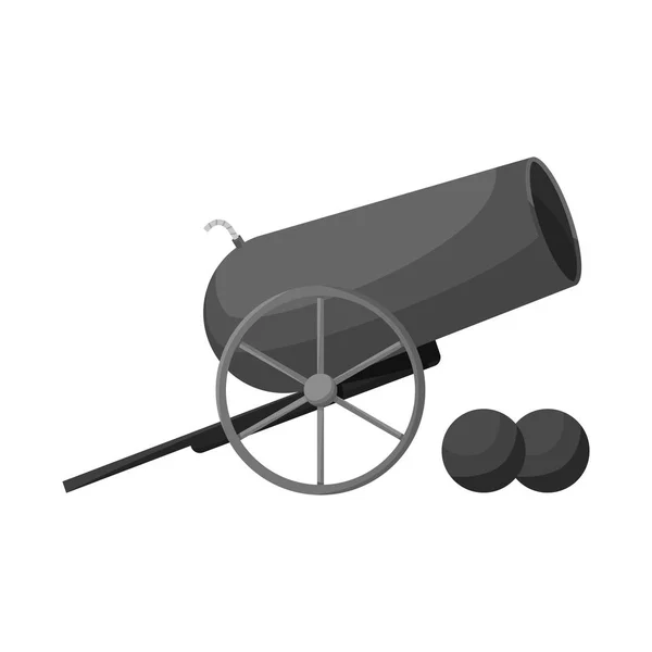 Izolovaný objekt kanónu a válečný symbol. Sada ikon pro kanóny a pistolovou ikonu pro zásoby. — Stockový vektor
