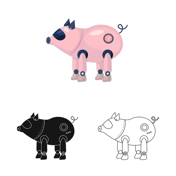Изолированный объект свиньи и логотип робота. Коллекция векторной иконки свиньи и кибернетики на складе . — стоковый вектор