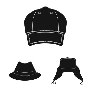 Şapkalar ve kap logo vektör tasarımı. Şapkalar ve aksesuar hisse senedi vektör çizim.