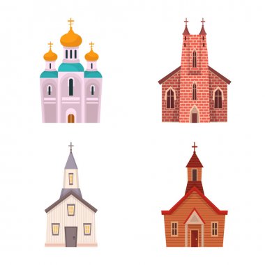 Din ve bina simgesivektör illüstrasyon. Web için din ve inanç stok sembolü Seti.
