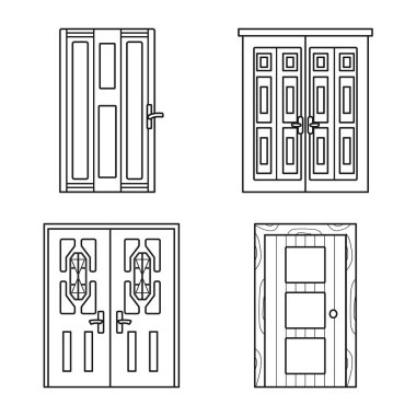 Ev ve tasarım simgesivektör tasarımı. Stok için ev ve ofis vektör simgesinin toplanması.