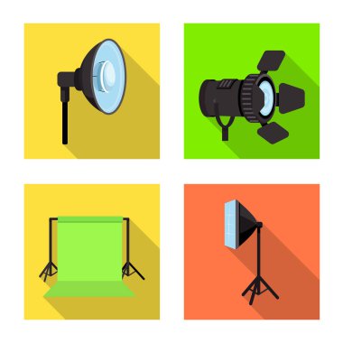 Photoshoot ve iş logosu vektör tasarımı. Web için photoshoot ve hobistok sembolü Koleksiyonu.