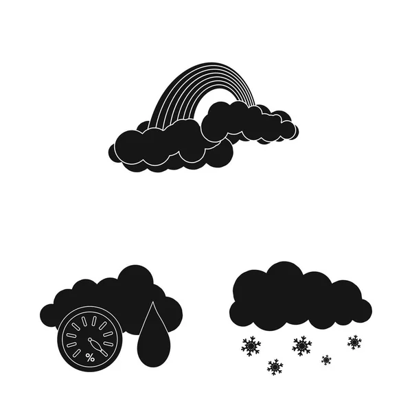 Vektorové ilustrace počasí a klimatu znamení. Sbírka počasí a cloud vektorové ikony pro stock. — Stockový vektor