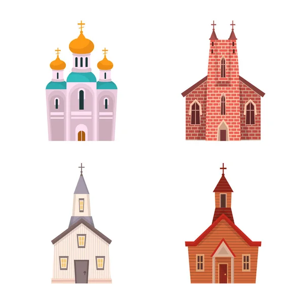 Vector illustratie van religie en gebouw icoon. Set van religie en geloof voorraad symbool voor web. — Stockvector