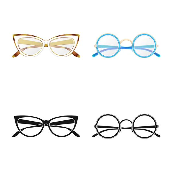 Vector illustration of glasses and frame icon. Set of glasses and accessory stock vector illustration. — Stock Vector