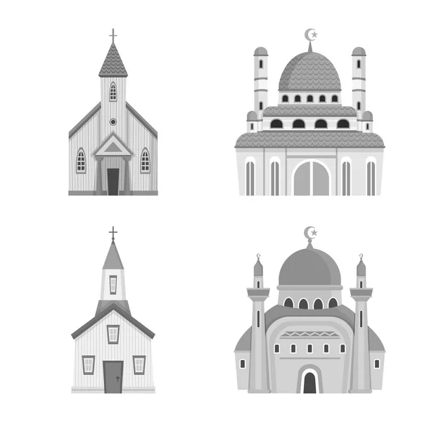 Ilustración vectorial del logotipo de la arquitectura y la fe. Colección de arquitectura e ilustración vectorial tradicional . — Vector de stock