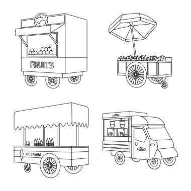 Piyasa ve küçük işaret vektör illüstrasyon. Web için pazar ve gıda stok sembolü koleksiyonu.