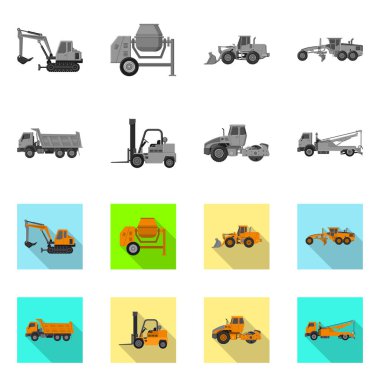 Yapı ve inşaat logo yalıtılmış nesne. Yapı ve makine hisse senedi vektör çizim topluluğu.