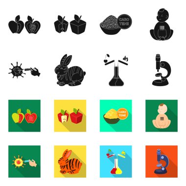 Test ve sentetik simge vektör tasarımı. Hisse senedi için test ve laboratuvar vektör simge kümesi.