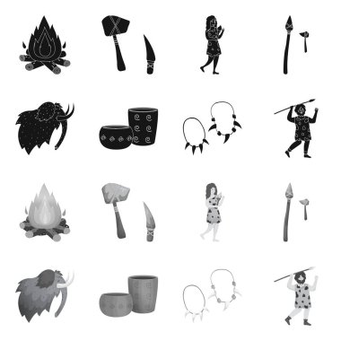 Evrim ve Neolitik logo izole nesne. Evrim ve ilkel stok vektör çizim koleksiyonu.