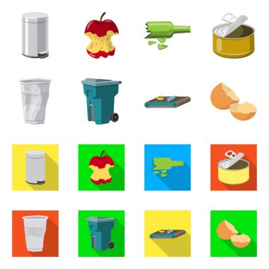 Çöp ve önemsiz işareti vektör illüstrasyon. Stok için atık ve atık vektör simgesi kümesi.