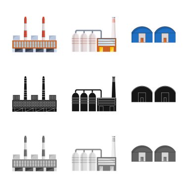 Üretim ve yapısı simgesi yalıtılmış nesne. Üretim ve teknoloji hisse senedi vektör çizim koleksiyonu.