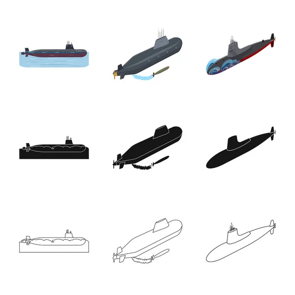 Ilustración vectorial del logotipo de guerra y barco. Conjunto de guerra y flota símbolo de stock para web . — Vector de stock