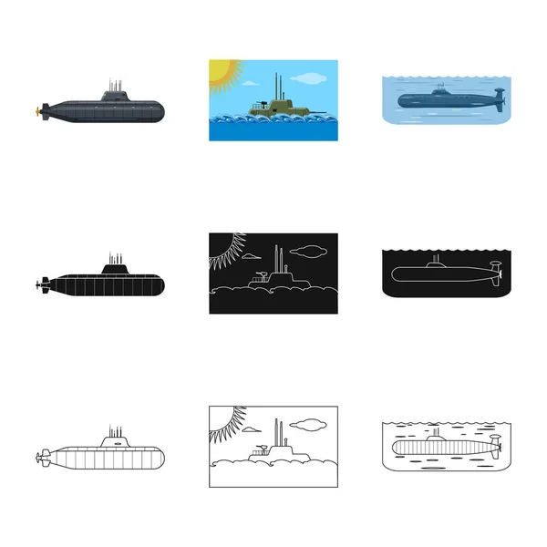 Ilustración vectorial de guerra y símbolo del barco. Colección de ilustración vectorial de guerra y flota . — Vector de stock