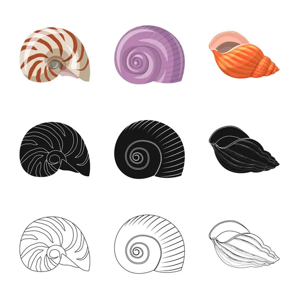 Vectorillustratie van pictogram dier en decoratie. Set van dier en Oceaan vector pictogram voor voorraad. — Stockvector