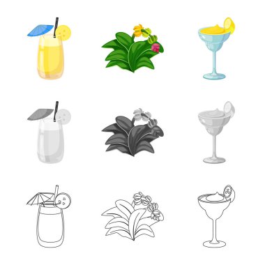 Doğal ve vejetaryen işareti yalıtılmış nesne. Doğal ve yeme hisse senedi vektör çizim topluluğu.