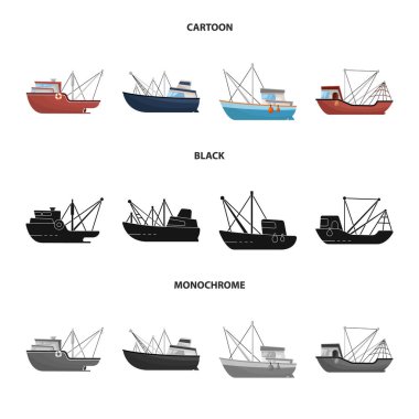 Taşıma ve endüstriyel simge vektör tasarımı. Web için ulaşım ve yat stok sembolü koleksiyonu.