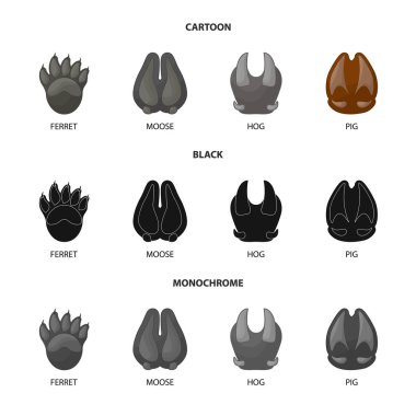 Adım ve yürüyüş işareti vektör tasarımı. Adım ve fauna stok vektör illüstrasyon koleksiyonu.