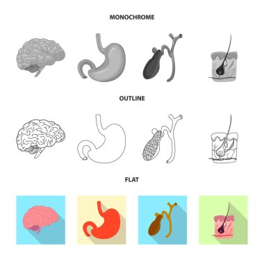 Vücut ve insan logo yalıtılmış nesne. Vücut ve tıbbi hisse senedi vektör çizim koleksiyonu.