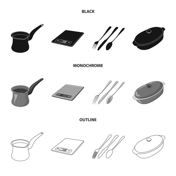 Vektorové ilustrace kuchyni a vařit znamení. Kolekce kuchyně a spotřebiče vektorové ilustrace. — Stockový vektor