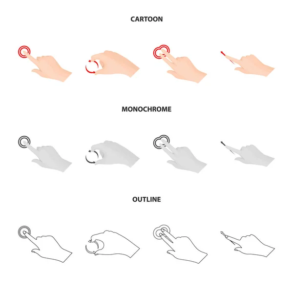 Oggetto isolato di touchscreen e logo a mano. Raccolta di illustrazioni vettoriali touchscreen e touch stock . — Vettoriale Stock