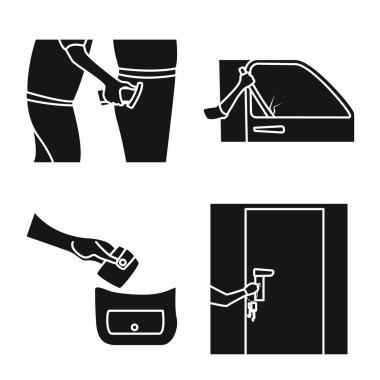 Soyguncu ve kötü adam simgesivektör illüstrasyon. Soyguncu ve polis stok vektör illüstrasyon seti.