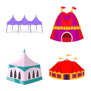 İzole nesne ve barınak işareti. Web için tente ve Canopy stok sembolü seti.