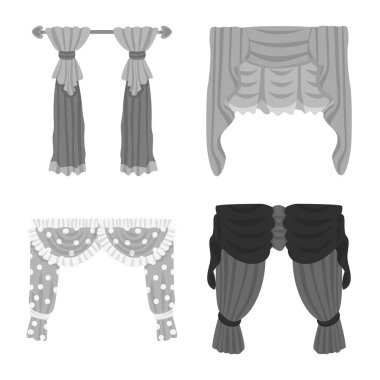 İç ve korniş logosu vektör tasarımı. Stok için iç ve perde vektör simgesi koleksiyonu.