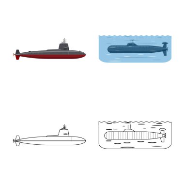 Savaş ve gemi simgesi yalıtılmış nesne. Savaş ve filo hisse senedi vektör çizim.