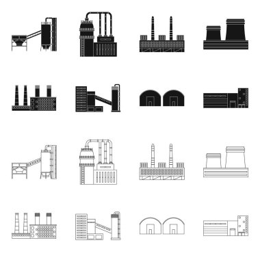 Üretim ve yapısı logosu yalıtılmış nesne. Üretim ve teknoloji hisse senedi simgesi web için set.