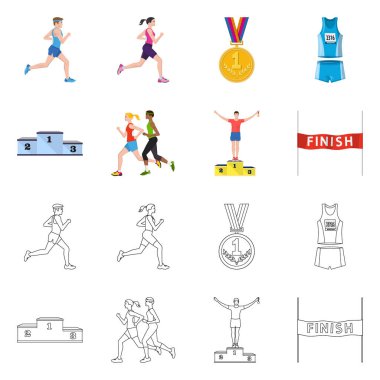 Spor ve kazanan işareti vektör tasarımı. Spor ve fitness hisse senedi vektör çizim seti.