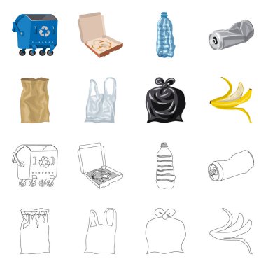Çöp ve önemsiz işareti vektör tasarımı. Çöp ve atık stok vektör illüstrasyon seti.